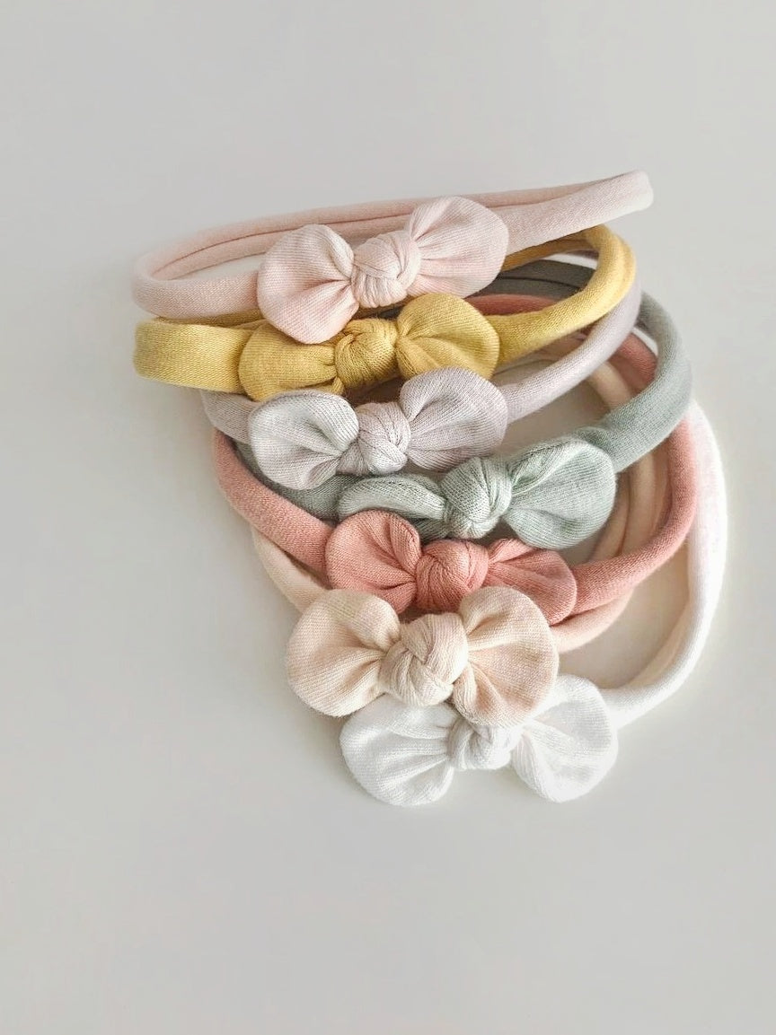 newborn headbands in pastel colours