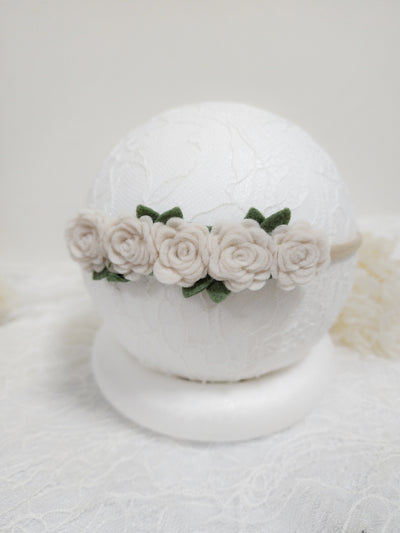 Roses Felt white flower headband for newborn and baby