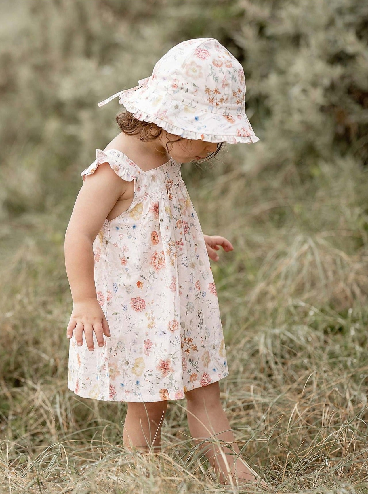 baby girls dress in pink floral print