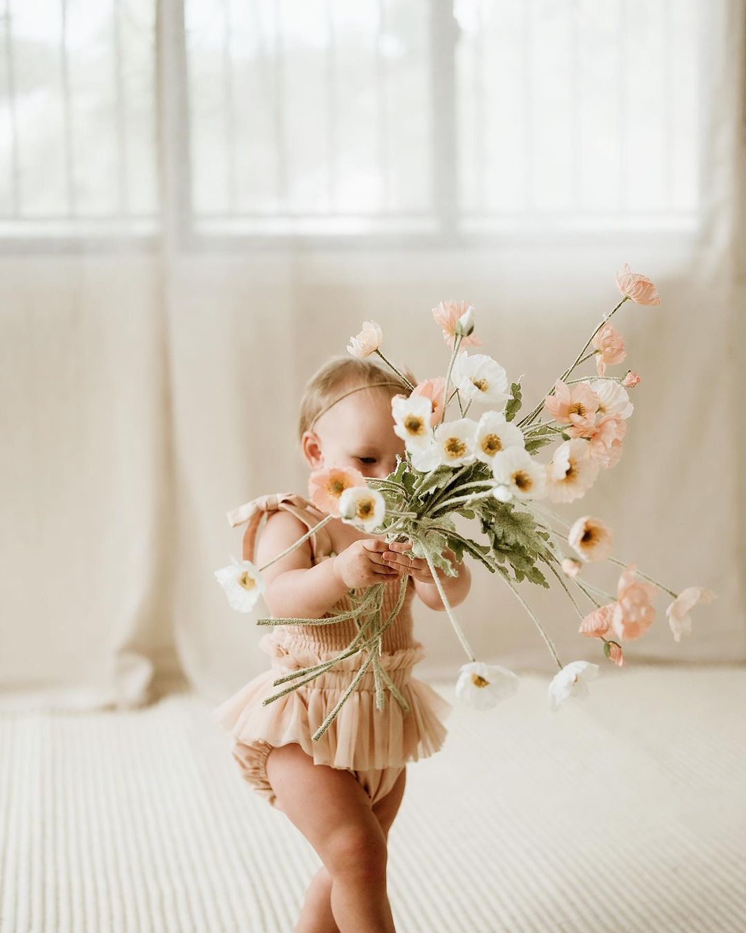 Shirred Tutu Romper - Champagne