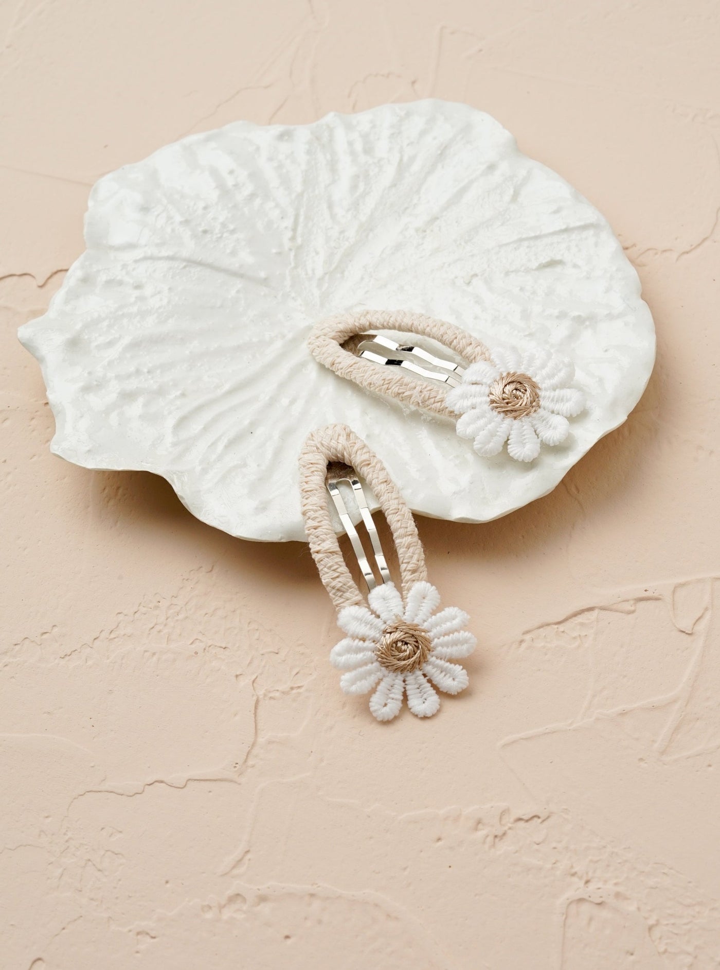 girls floral hair clips in beige
