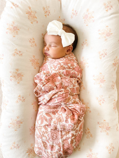 Jersey Swaddle & Topknot Set - Blossom