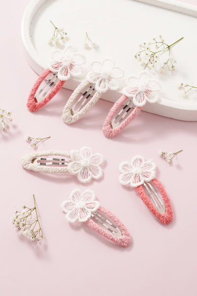 coral pink floral hair clips for girls