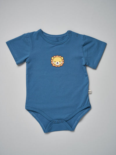 Baby Short sleeve blue bodysuit with lion print