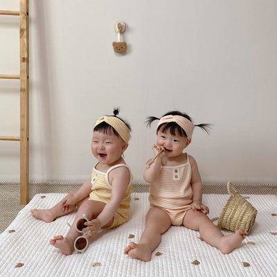 baby stripes headband with matching bodysuit