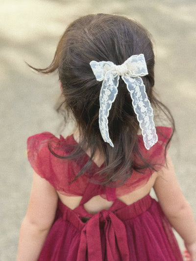 Rosette Lace Longtail Bow Clip