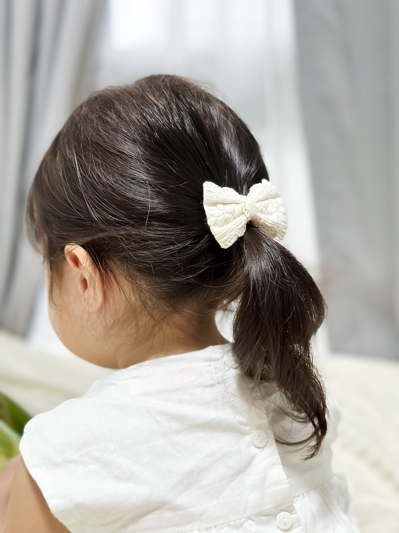 Ivory Bloom Lace Bow Clip