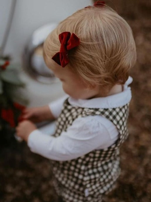red velvet pigtail bow hair clip for girls