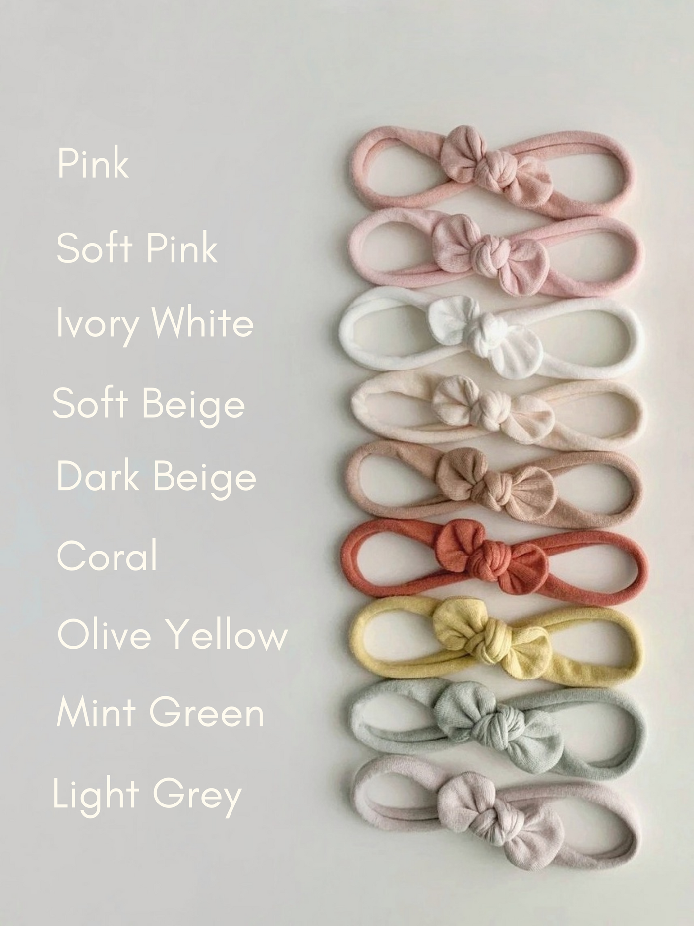 newborn headbands in pastel colours