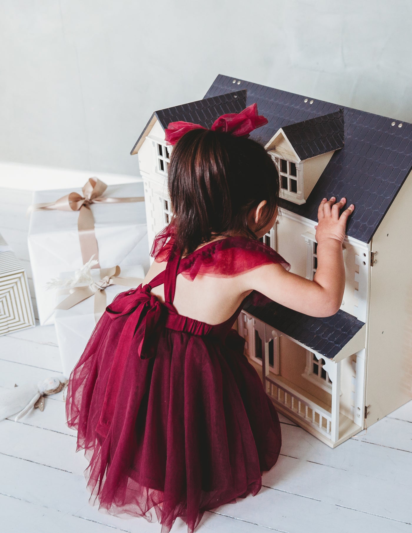 karibou ocassion girls tulle dress in red