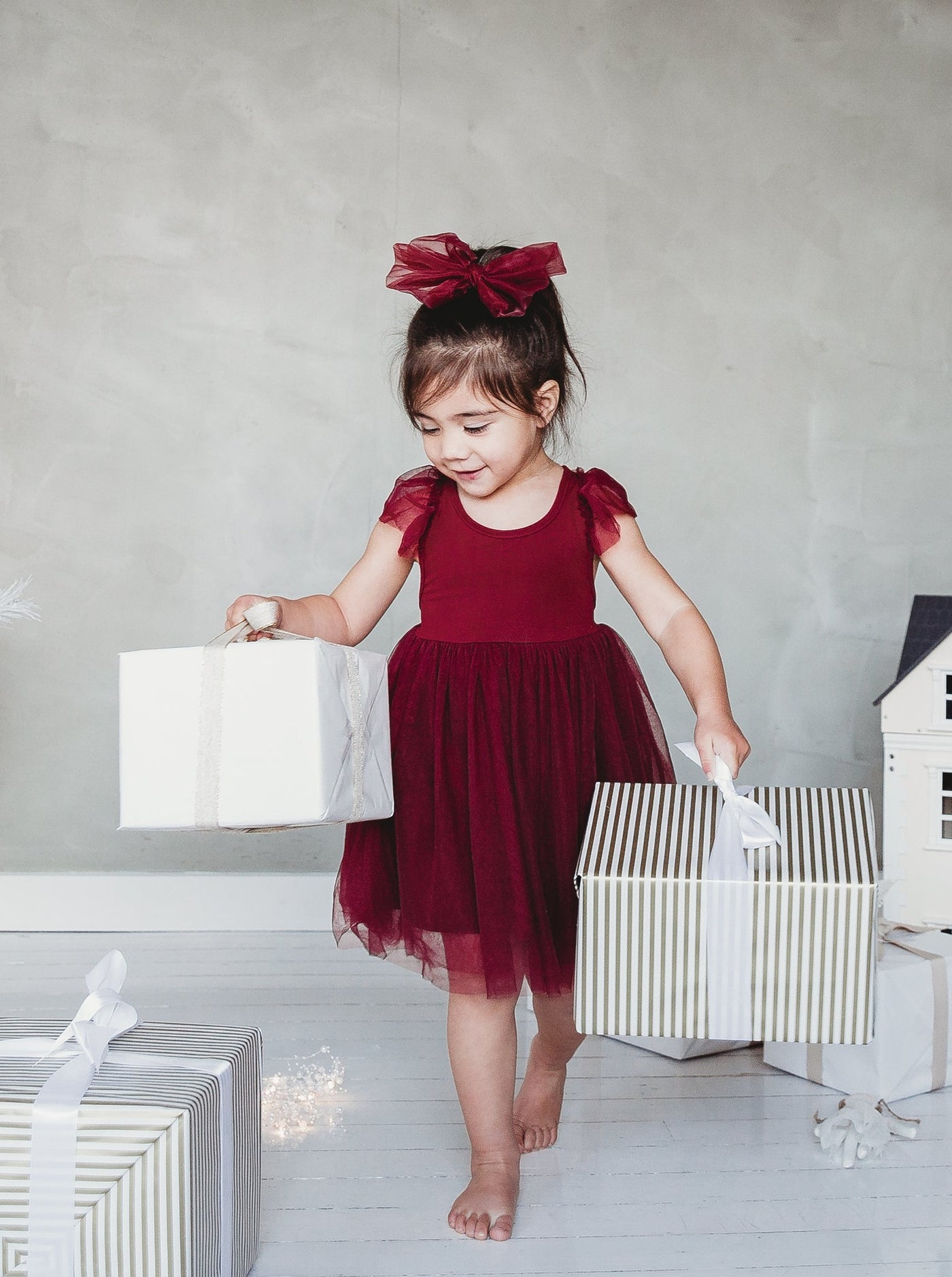 karibou girls tulle dress in red