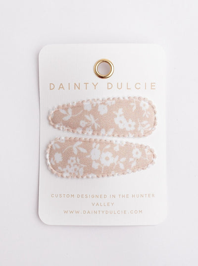 Prudence Pink Beige Floral Hair Clips