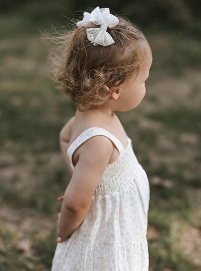 Embroidered Tulle Pigtail Bows