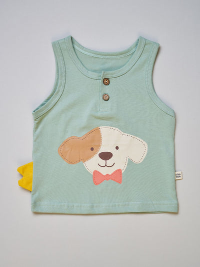 Kids sleeveless singlet with dog print