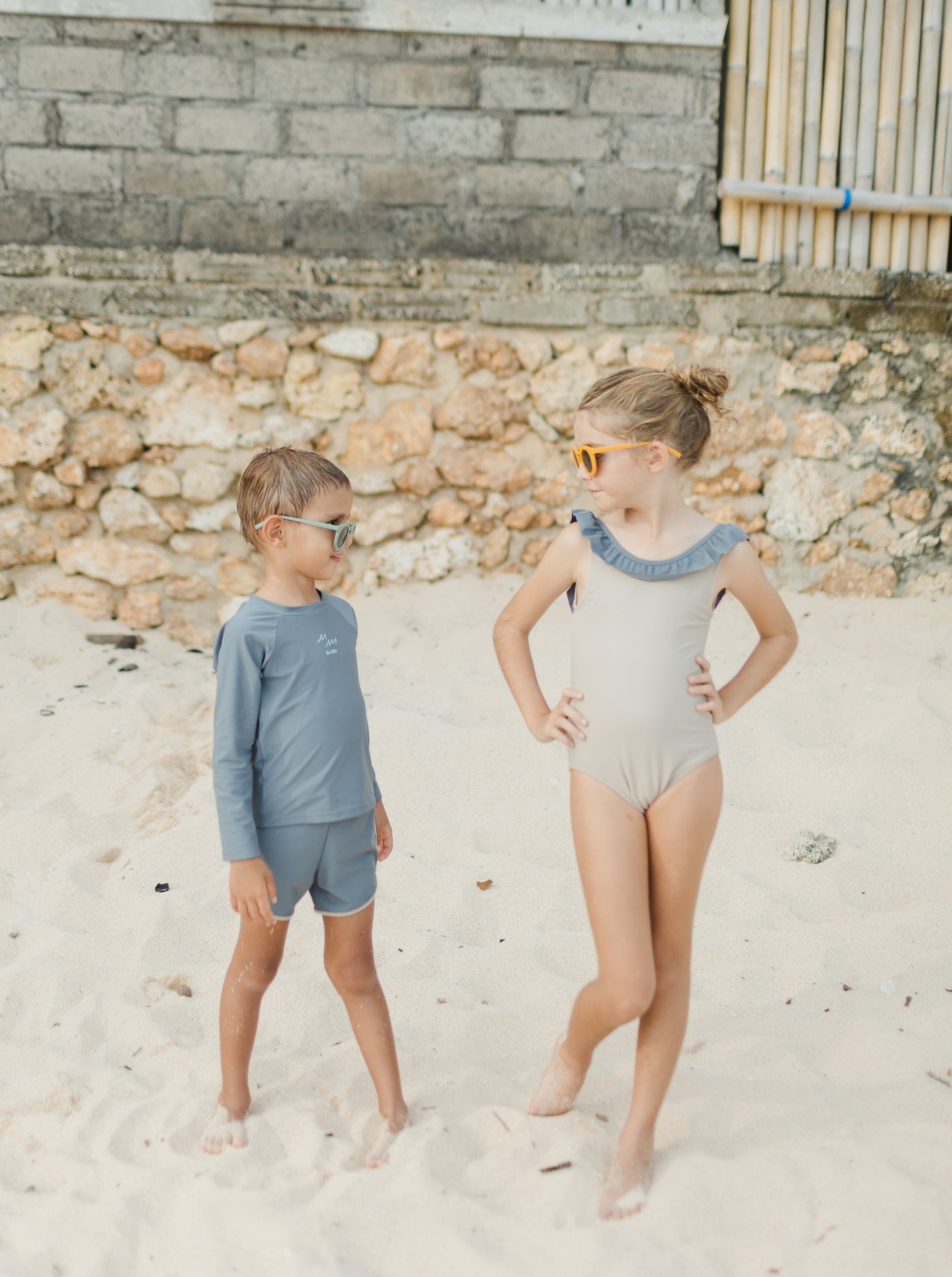 matching boys and girls kids swimsuit
