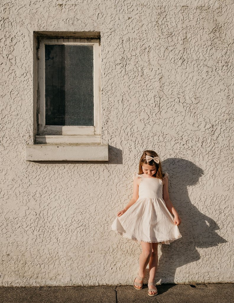 girls cream linen dress