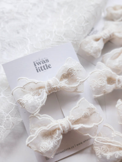 ivory lace hair bow for girls