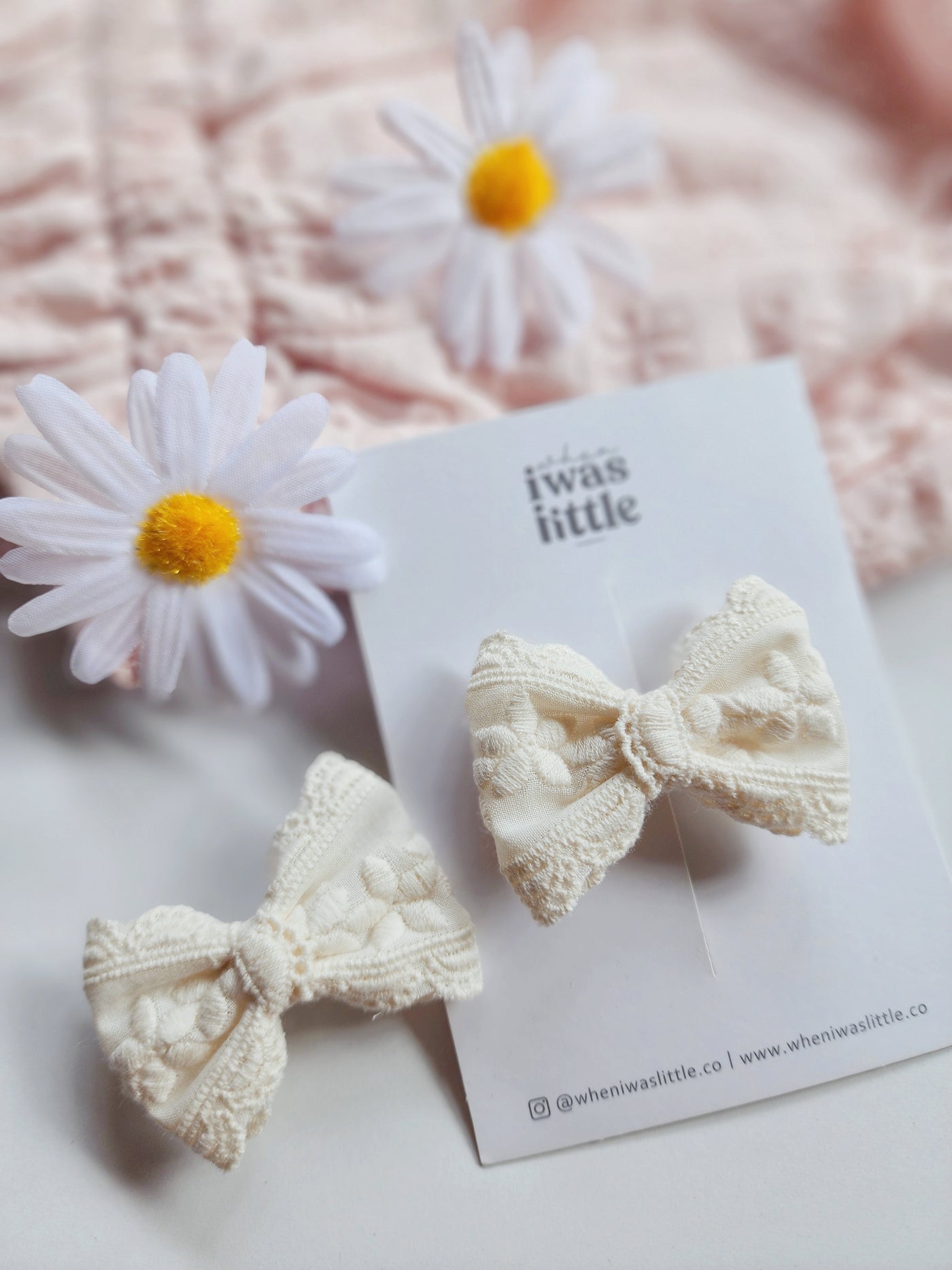 ivory lace bow hair clip for girls