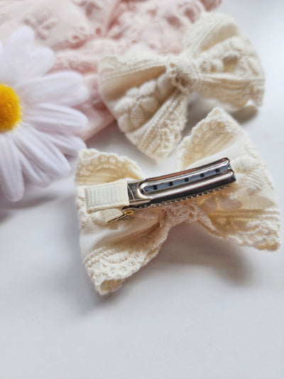 ivory lace bow hair clip for girls