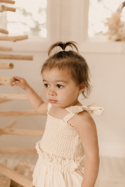 baby girl tulle romper in ivory color