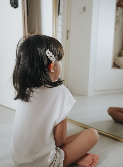 white floral hair clip for kids