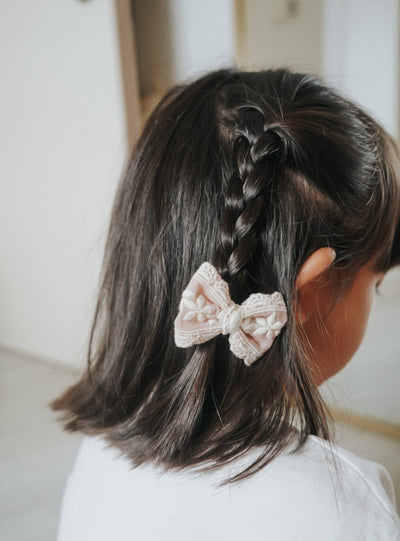 Pink Bloom Lace Bow Clip