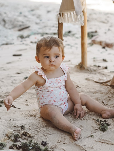 girls one piece swimsuit in floral print