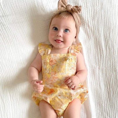 Toshi Baby girls floral romper in yellow