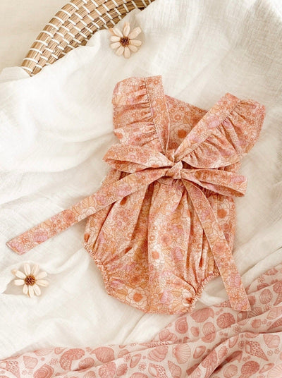 baby girl floral pink romper