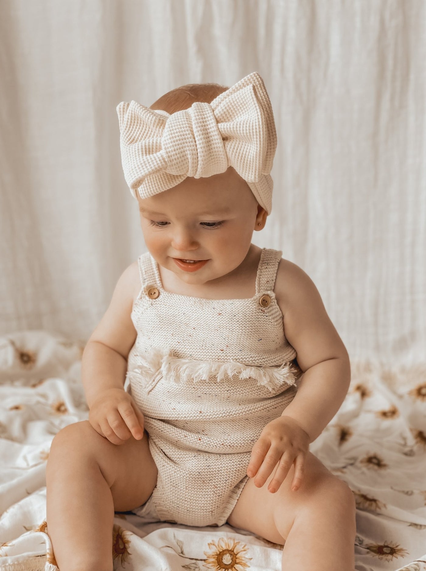 baby oversized bow headband in cream