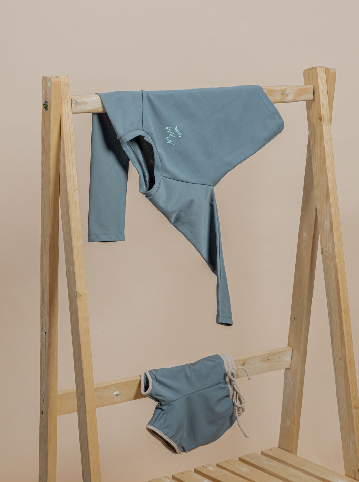 Asher Long Sleeve & Cody Shorts Set - Steel Blue