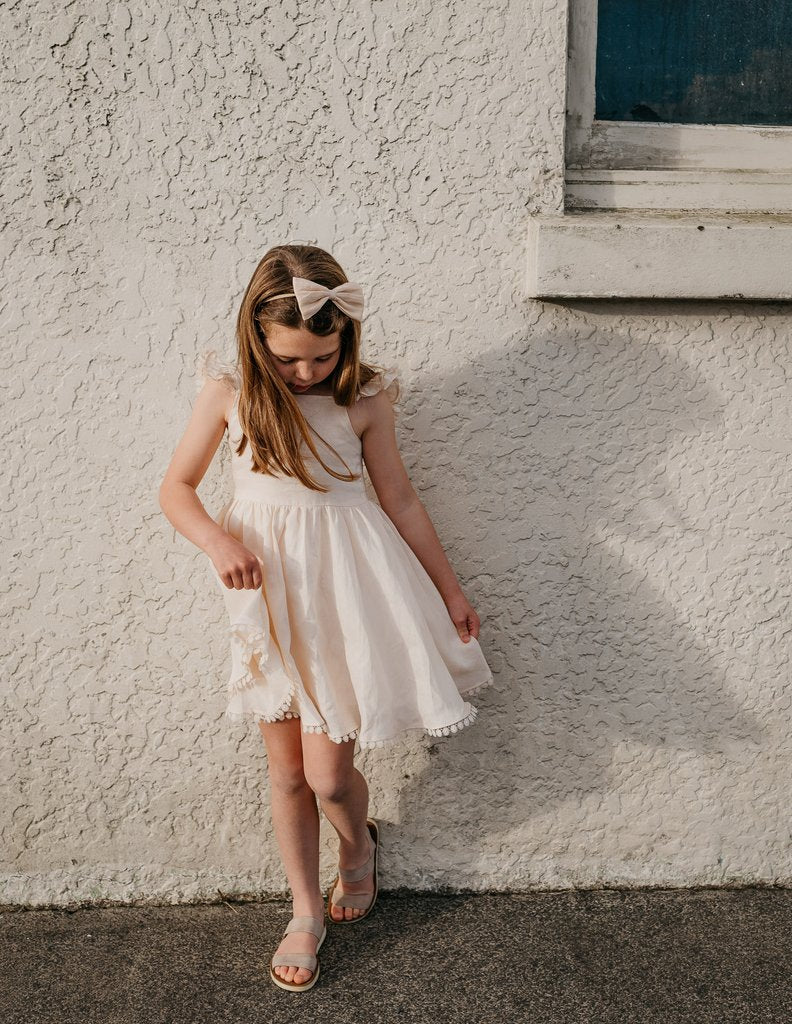 girls cream linen dress