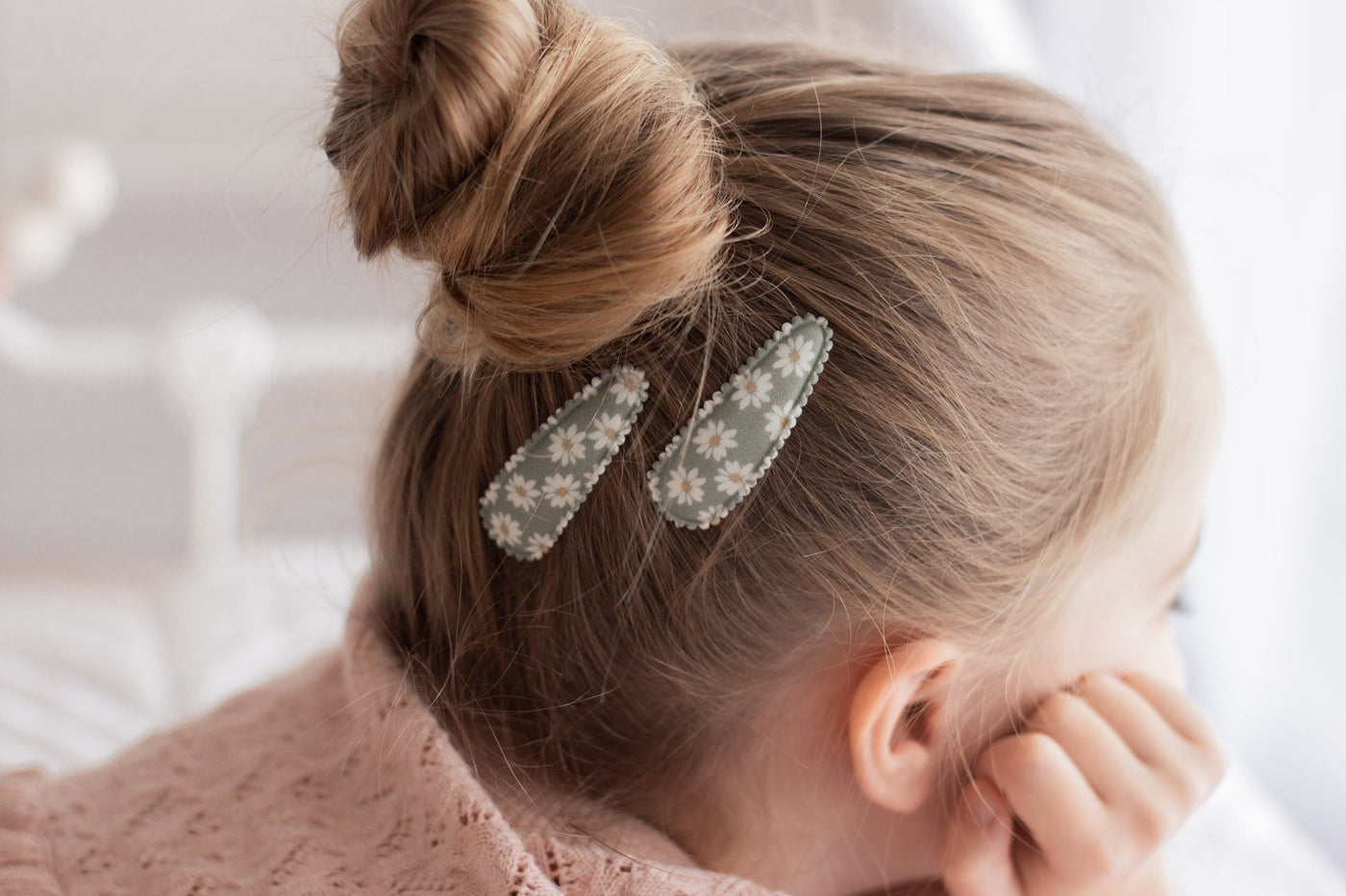 girls agatha green floral hair clips