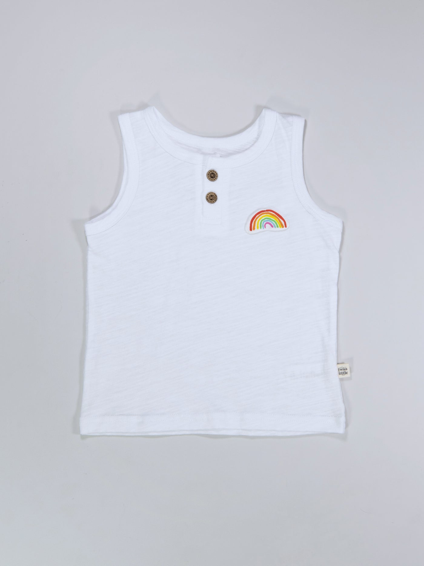white sleeveless singlet top for kids, baby and toddlers