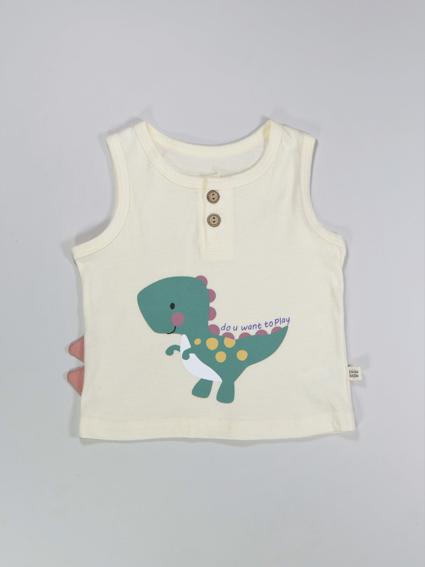 dinosaur printed sleeveless singlet top for kids, baby and toddlers
