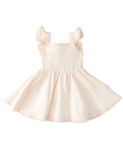 girls cream linen dress