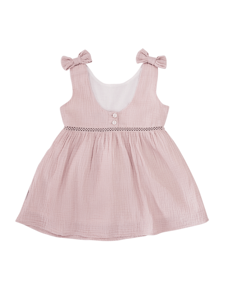 Ava Muslin Dress - Powder Pink