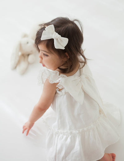 girls white linen birthday dress 