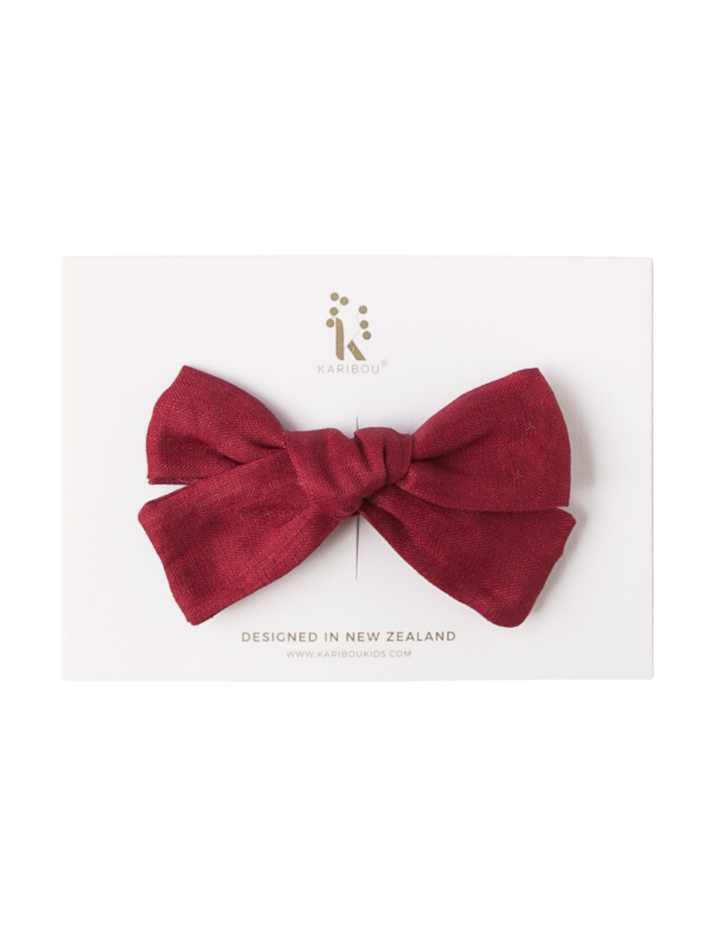girls red bow hair clip