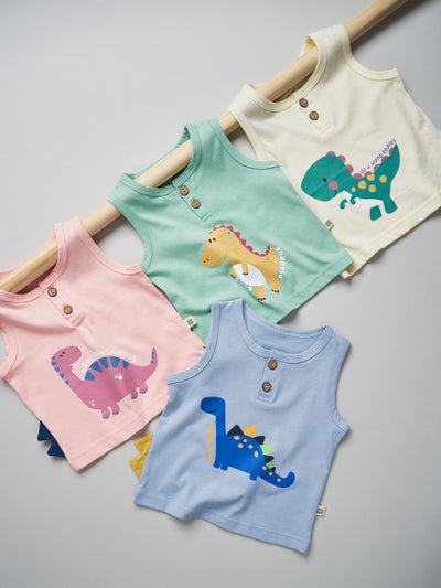 sleeveless dinosaur singlet for kids and babies